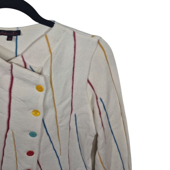 Aventures Des Toiles Womens Cardigan Sweater Size 40 Cotton Crop Art To Wear 10 - Picture 8 of 8
